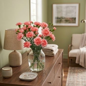 Claveles rosas, en el dormitorio de mamá claveles-jarron-cristal-dormitorio-350x350
